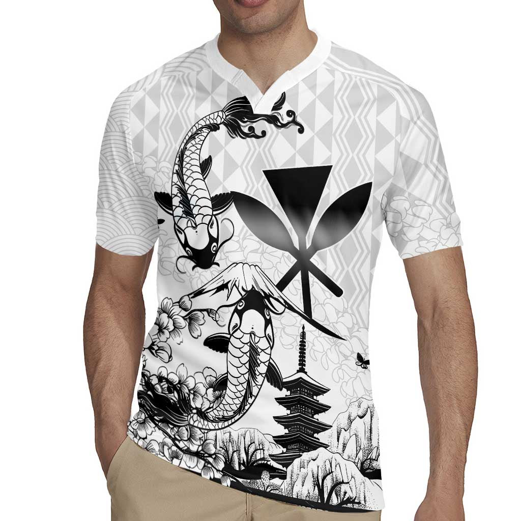 Japan And Hawaii Rugby Jersey Sakura Koi Fish Hawaiian Lei Kanaka - Wonder Print Shop