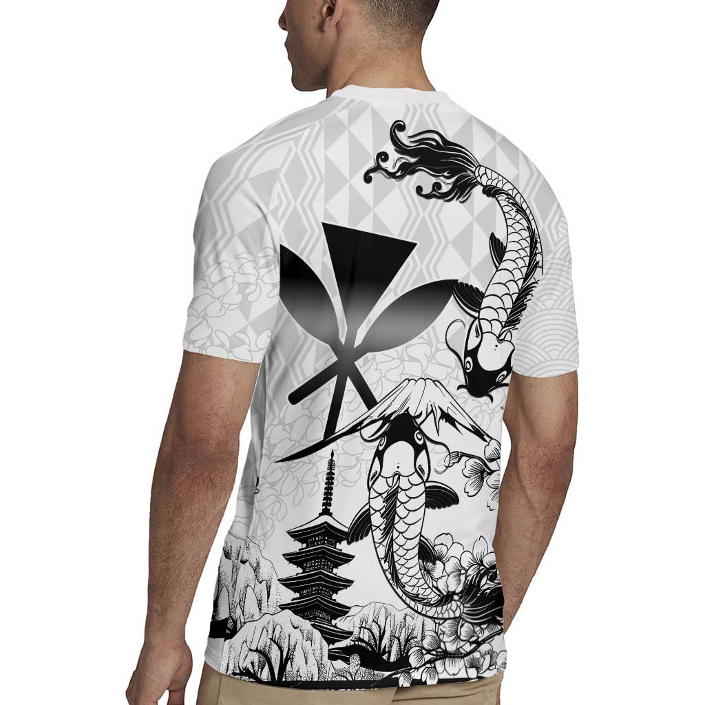 Japan And Hawaii Rugby Jersey Sakura Koi Fish Hawaiian Lei Kanaka - Wonder Print Shop