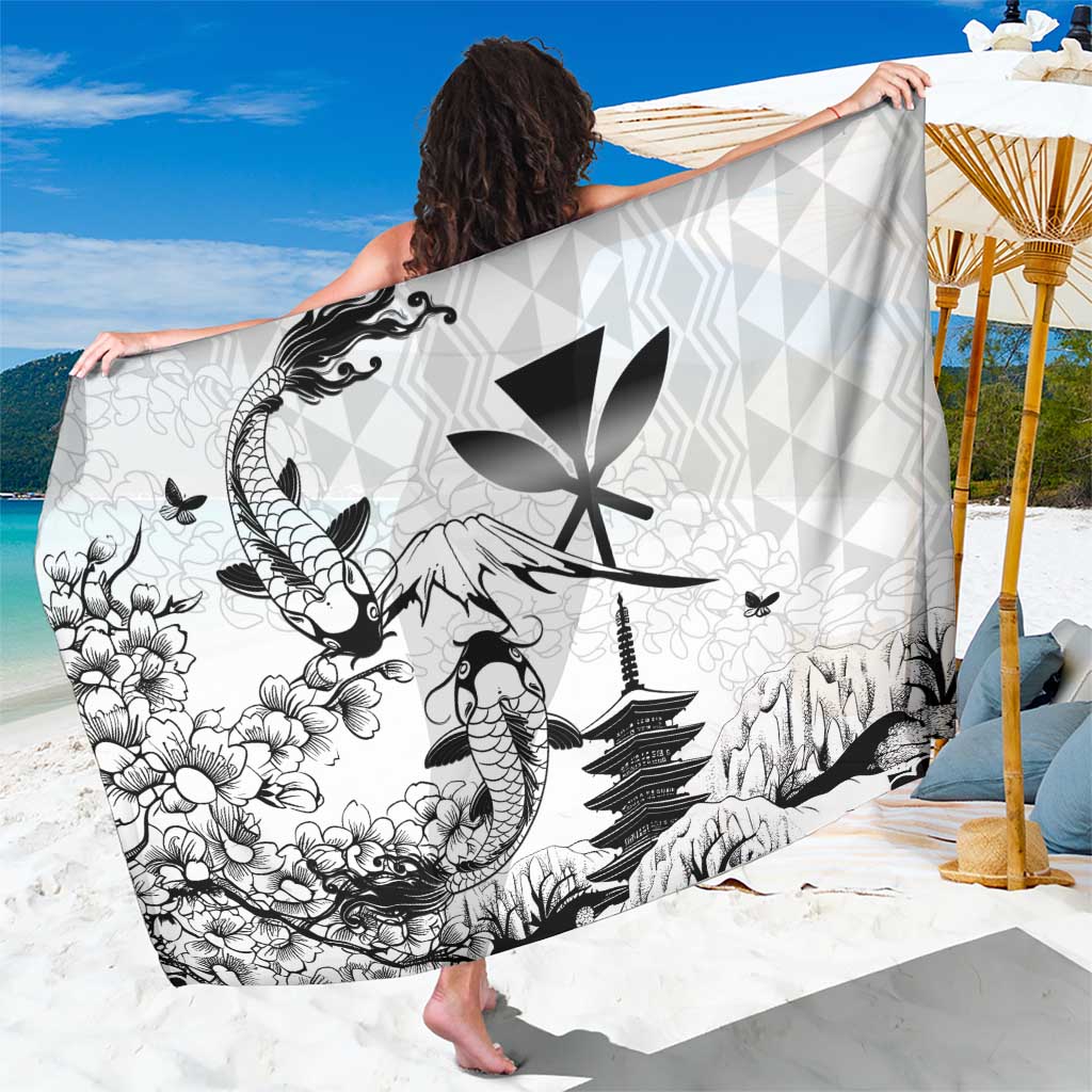 Japan And Hawaii Sarong Sakura Koi Fish Hawaiian Lei Kanaka - Wonder Print Shop