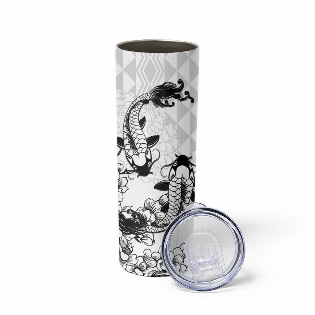 Japan And Hawaii Skinny Tumbler Sakura Koi Fish Hawaiian Lei Kanaka - Wonder Print Shop