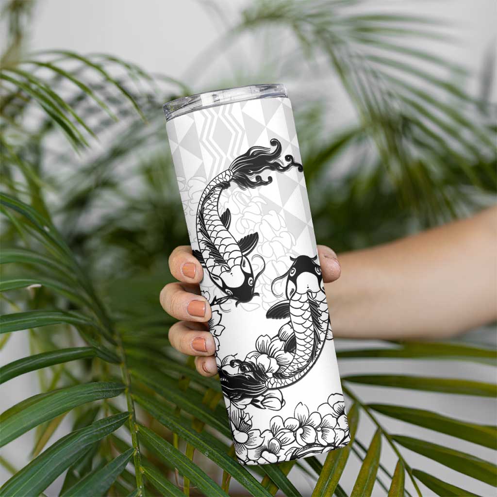 Japan And Hawaii Skinny Tumbler Sakura Koi Fish Hawaiian Lei Kanaka - Wonder Print Shop