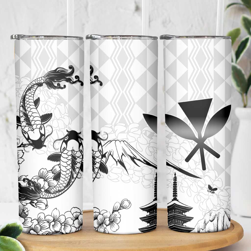Japan And Hawaii Skinny Tumbler Sakura Koi Fish Hawaiian Lei Kanaka - Wonder Print Shop