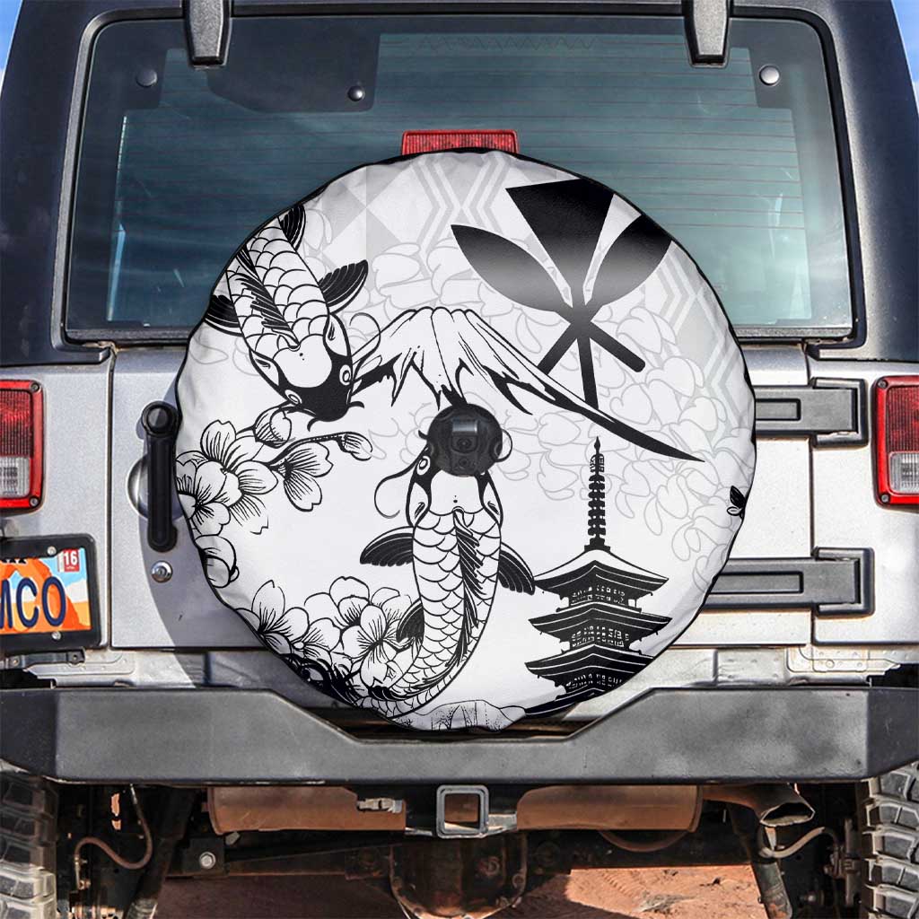 Japan And Hawaii Spare Tire Cover Sakura Koi Fish Hawaiian Lei Kanaka - Wonder Print Shop