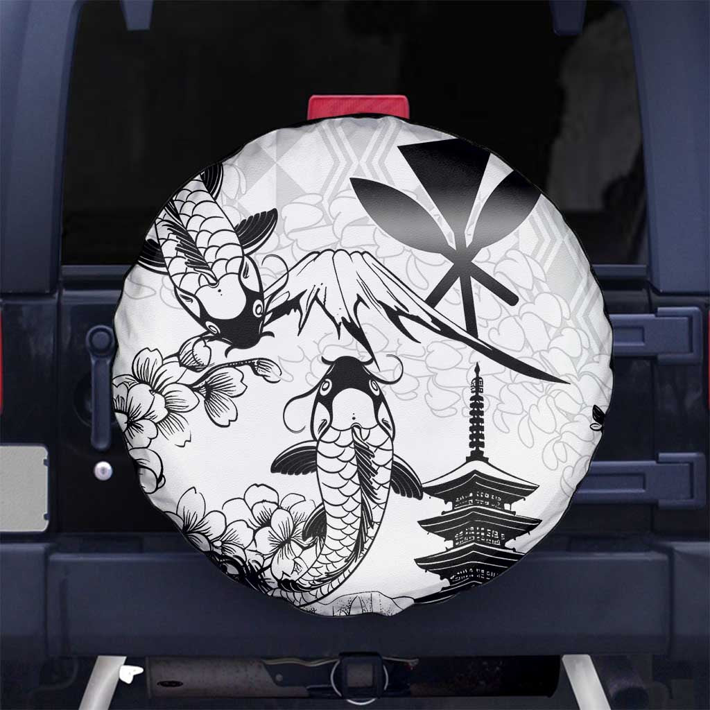 Japan And Hawaii Spare Tire Cover Sakura Koi Fish Hawaiian Lei Kanaka - Wonder Print Shop