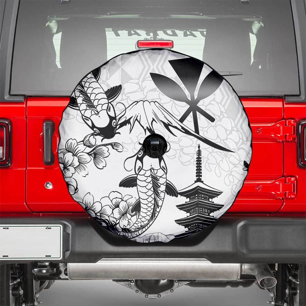 Japan And Hawaii Spare Tire Cover Sakura Koi Fish Hawaiian Lei Kanaka - Wonder Print Shop
