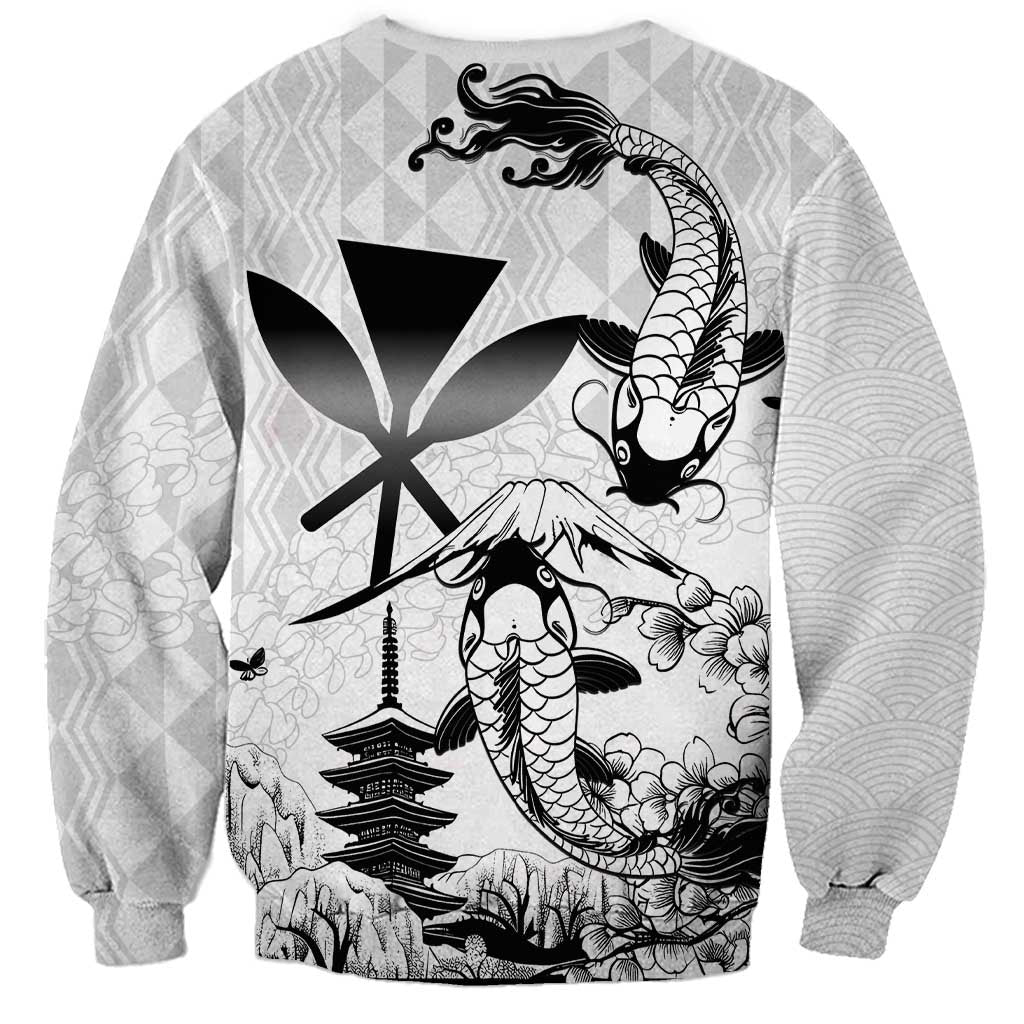 Japan And Hawaii Sweatshirt Sakura Koi Fish Hawaiian Lei Kanaka - Wonder Print Shop