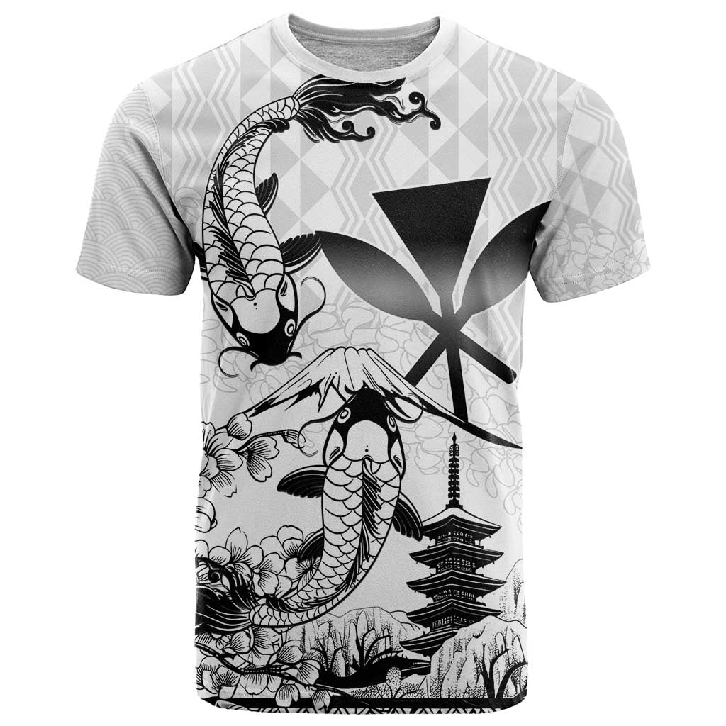 Japan And Hawaii T Shirt Sakura Koi Fish Hawaiian Lei Kanaka - Wonder Print Shop