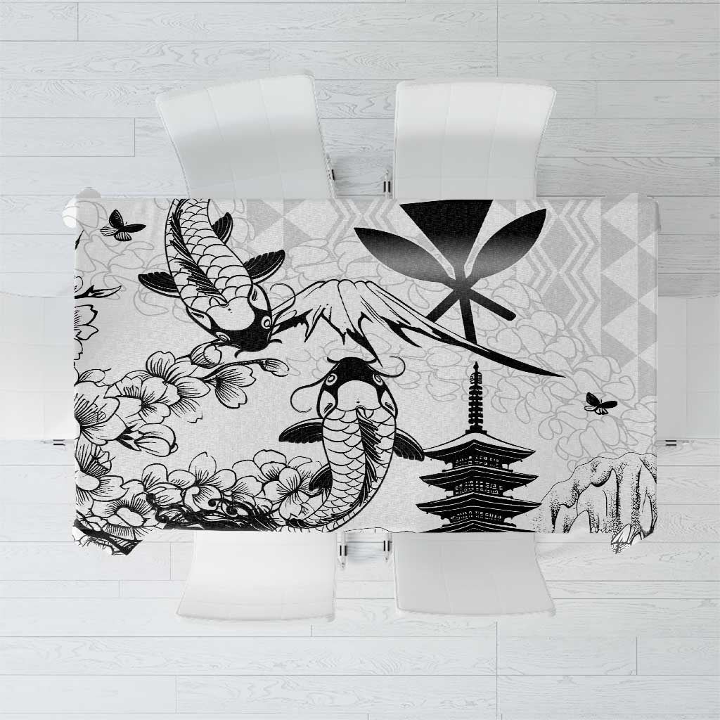Japan And Hawaii Tablecloth Sakura Koi Fish Hawaiian Lei Kanaka - Wonder Print Shop