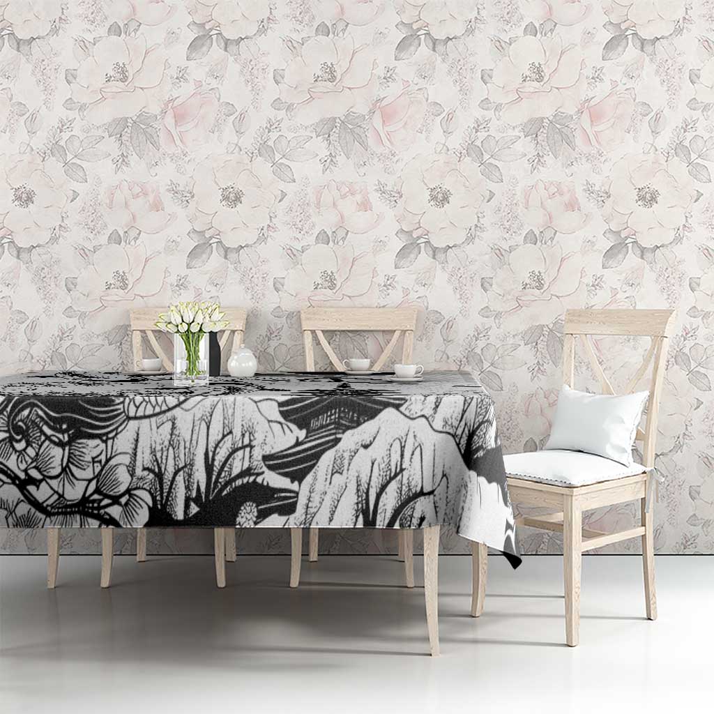 Japan And Hawaii Tablecloth Sakura Koi Fish Hawaiian Lei Kanaka - Wonder Print Shop