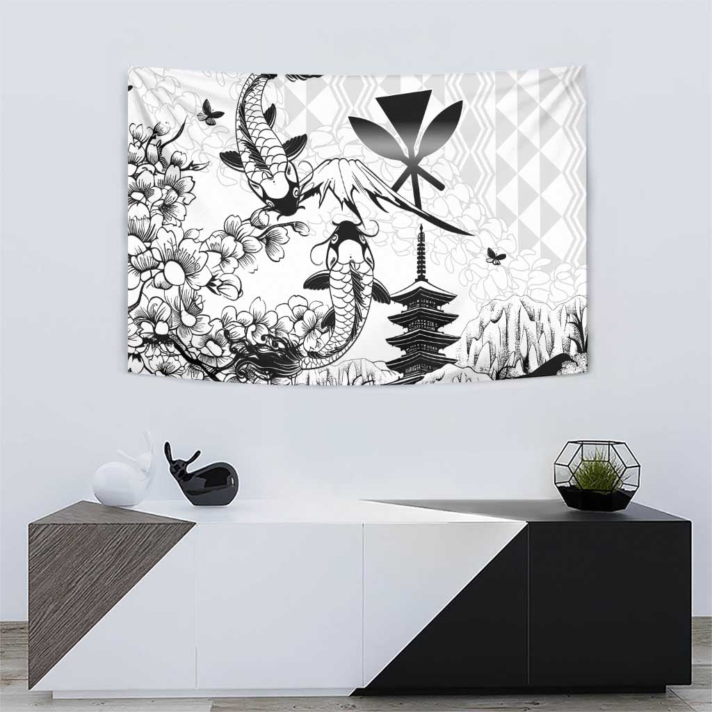 Japan And Hawaii Tapestry Sakura Koi Fish Hawaiian Lei Kanaka - Wonder Print Shop