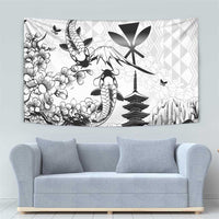 Japan And Hawaii Tapestry Sakura Koi Fish Hawaiian Lei Kanaka - Wonder Print Shop
