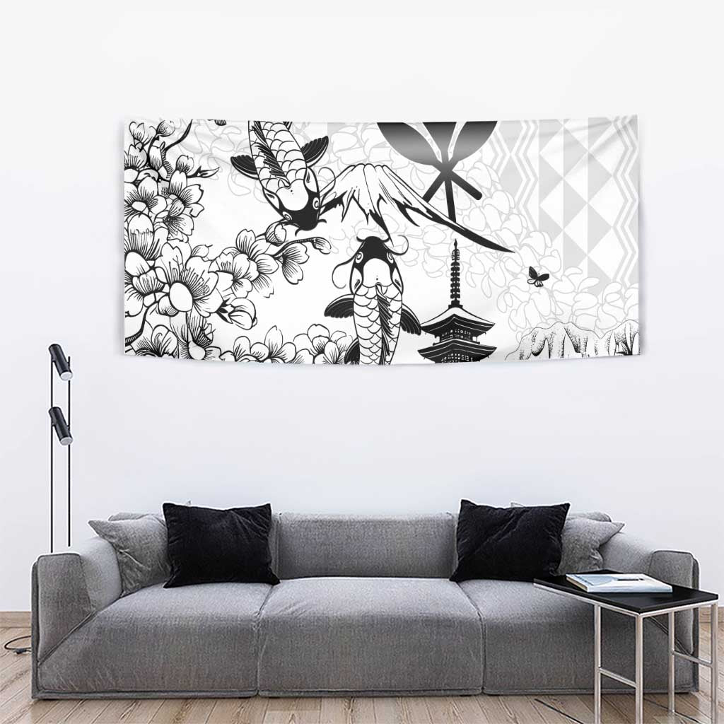 Japan And Hawaii Tapestry Sakura Koi Fish Hawaiian Lei Kanaka - Wonder Print Shop
