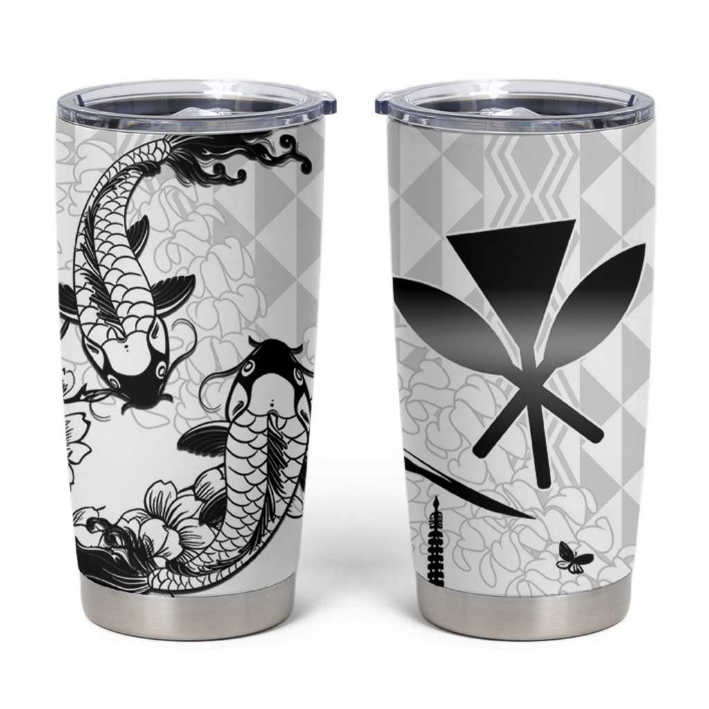 Japan And Hawaii Tumbler Cup Sakura Koi Fish Hawaiian Lei Kanaka - Wonder Print Shop