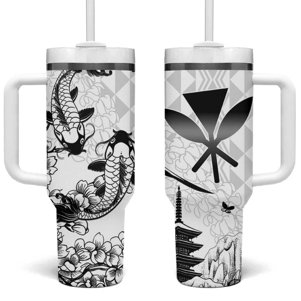 Japan And Hawaii Tumbler With Handle Sakura Koi Fish Hawaiian Lei Kanaka - Wonder Print Shop