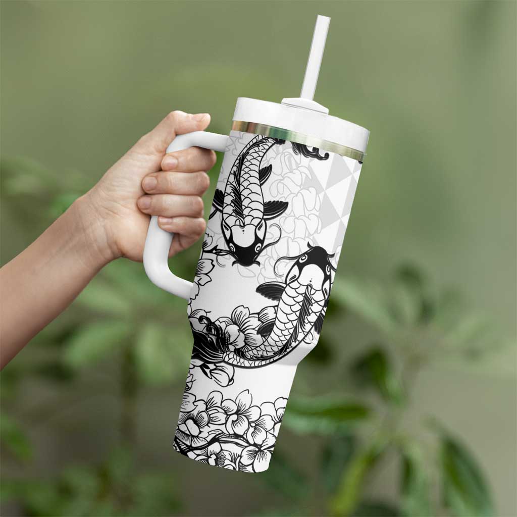 Japan And Hawaii Tumbler With Handle Sakura Koi Fish Hawaiian Lei Kanaka - Wonder Print Shop