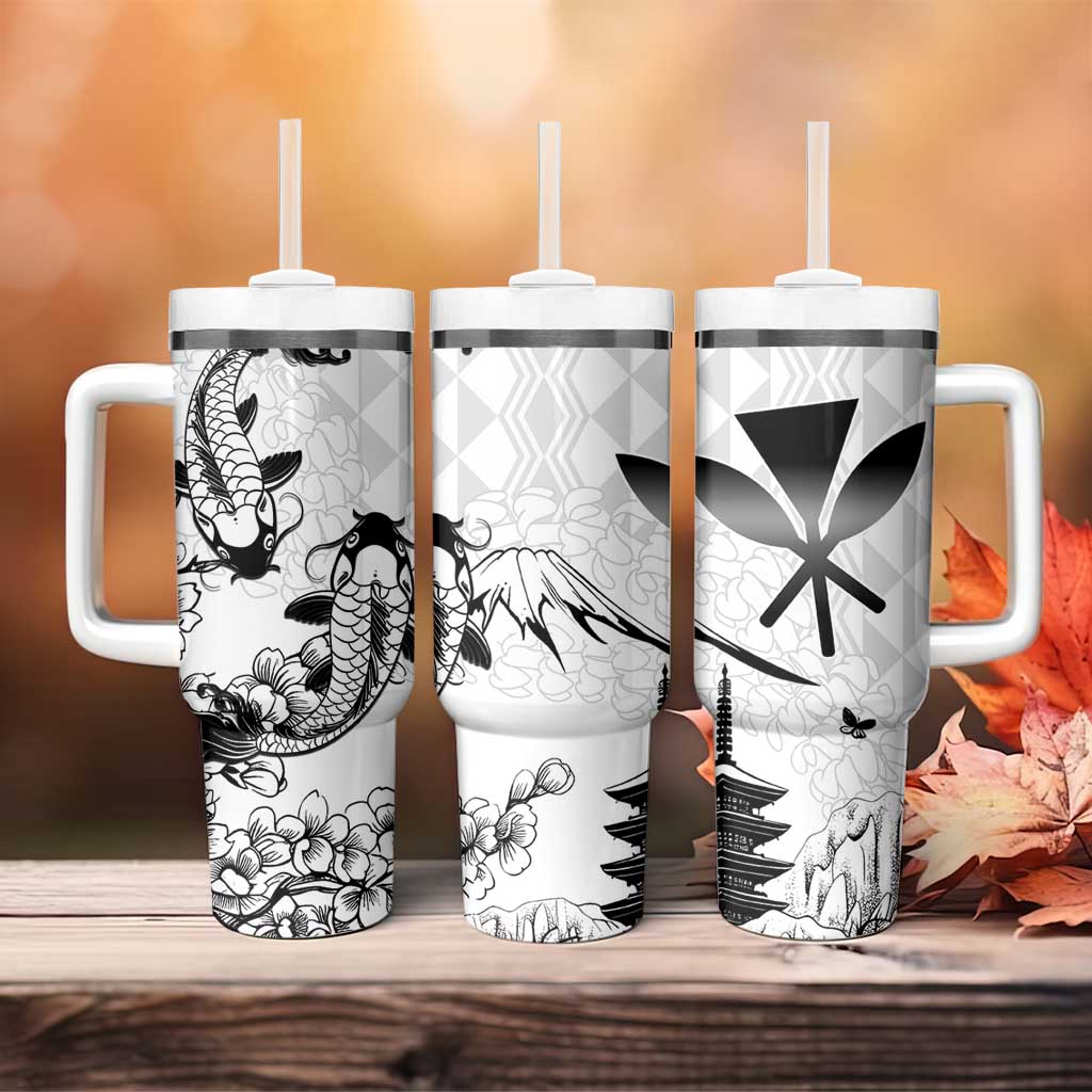 Japan And Hawaii Tumbler With Handle Sakura Koi Fish Hawaiian Lei Kanaka - Wonder Print Shop