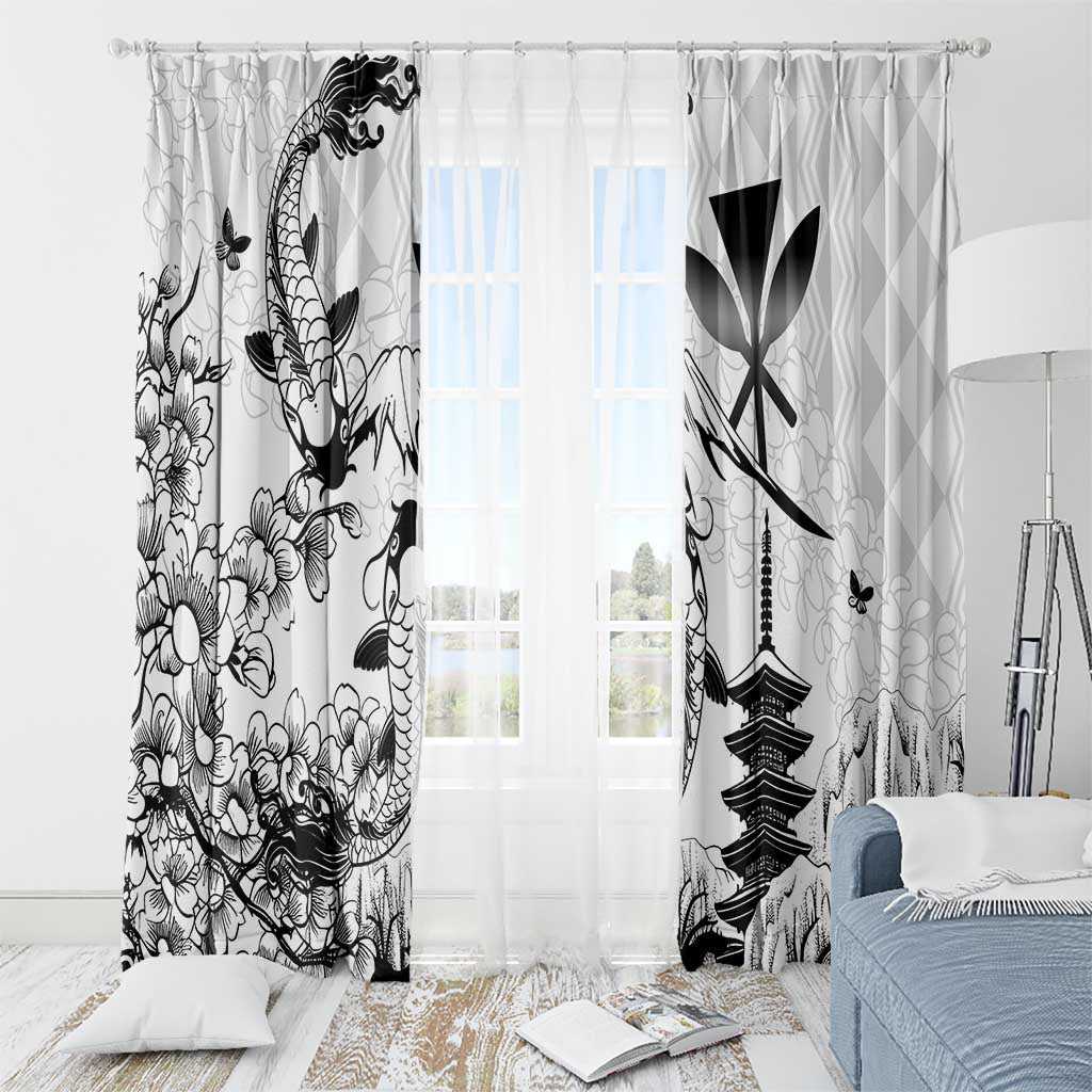 Japan And Hawaii Window Curtain Sakura Koi Fish Hawaiian Lei Kanaka - Wonder Print Shop