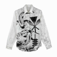 Japan And Hawaii Women Casual Shirt Sakura Koi Fish Hawaiian Lei Kanaka - Wonder Print Shop