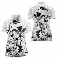 Japan And Hawaii Women Polo Shirt Sakura Koi Fish Hawaiian Lei Kanaka - Wonder Print Shop