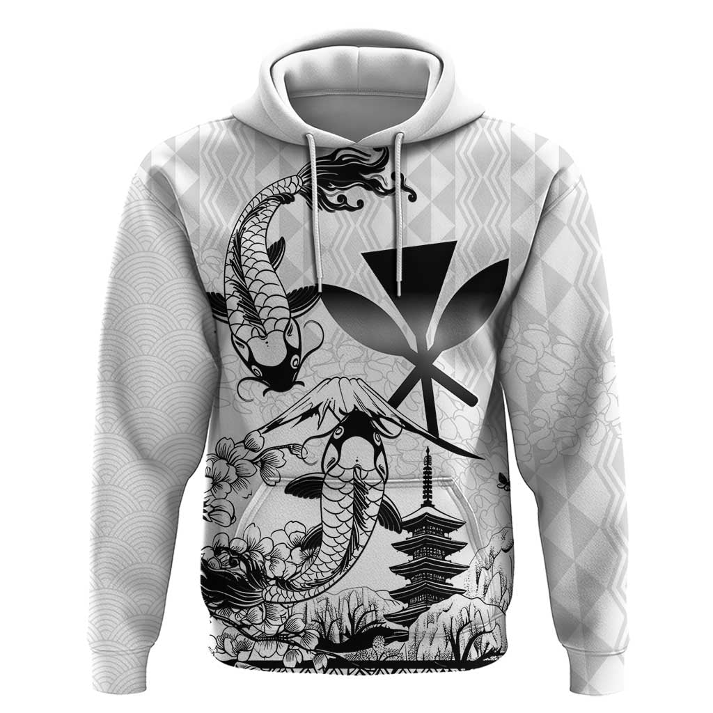 Japan And Hawaii Zip Hoodie Sakura Koi Fish Hawaiian Lei Kanaka - Wonder Print Shop