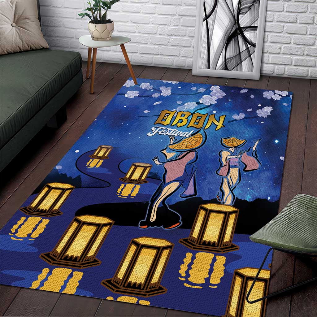 Japan Obon Festival Area Rug Sakura Lanterns With Bon Dance - Wonder Print Shop