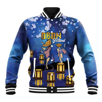 Japan Obon Festival Baseball Jacket Sakura Lanterns With Bon Dance - Wonder Print Shop