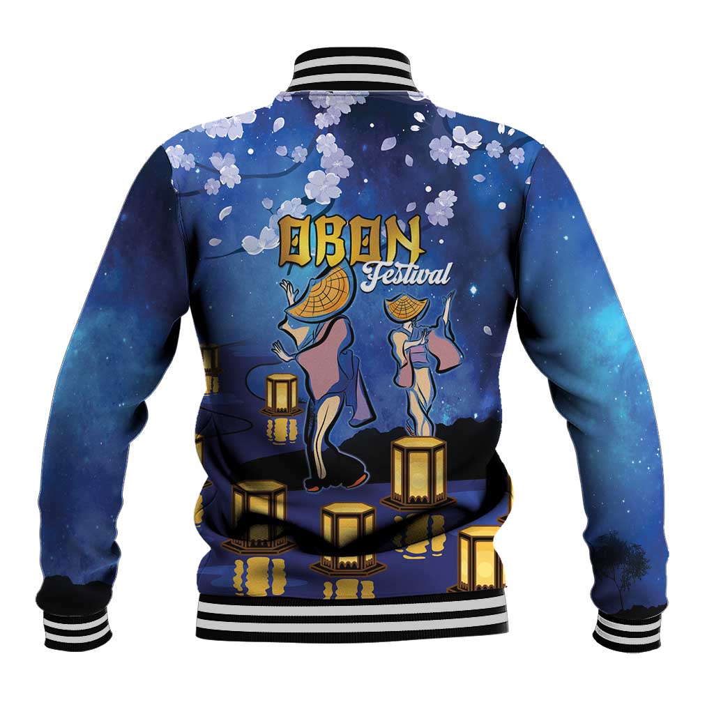 Japan Obon Festival Baseball Jacket Sakura Lanterns With Bon Dance - Wonder Print Shop