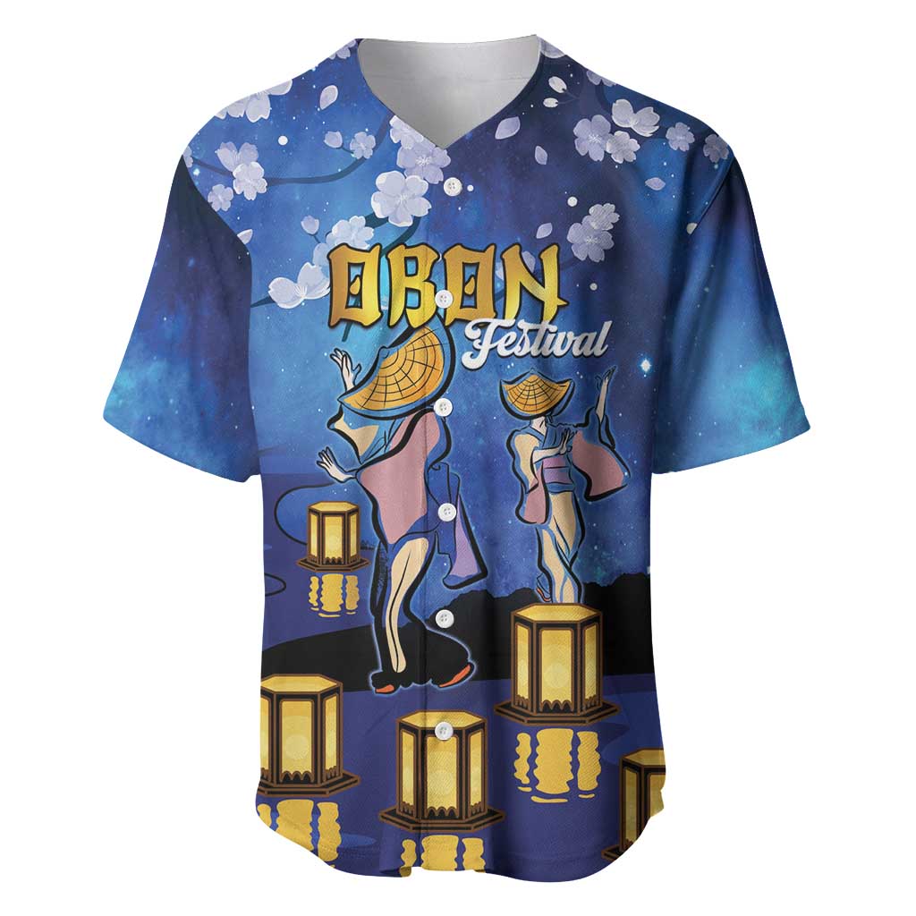 Japan Obon Festival Baseball Jersey Sakura Lanterns With Bon Dance - Wonder Print Shop