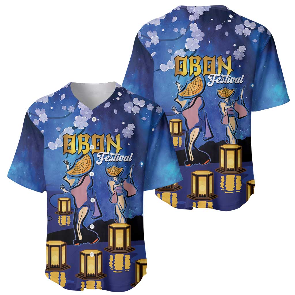 Japan Obon Festival Baseball Jersey Sakura Lanterns With Bon Dance - Wonder Print Shop