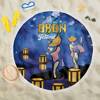 Japan Obon Festival Beach Blanket Sakura Lanterns With Bon Dance - Wonder Print Shop