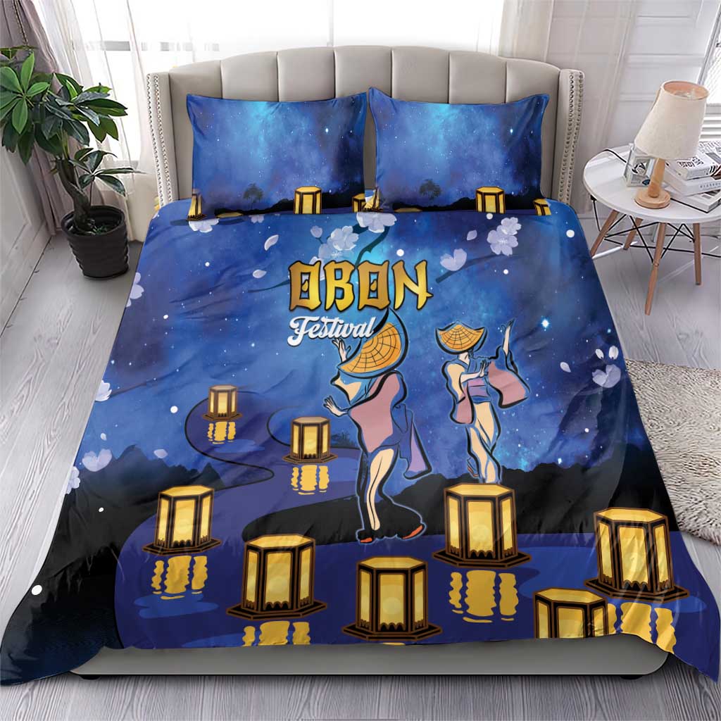 Japan Obon Festival Bedding Set Sakura Lanterns With Bon Dance - Wonder Print Shop