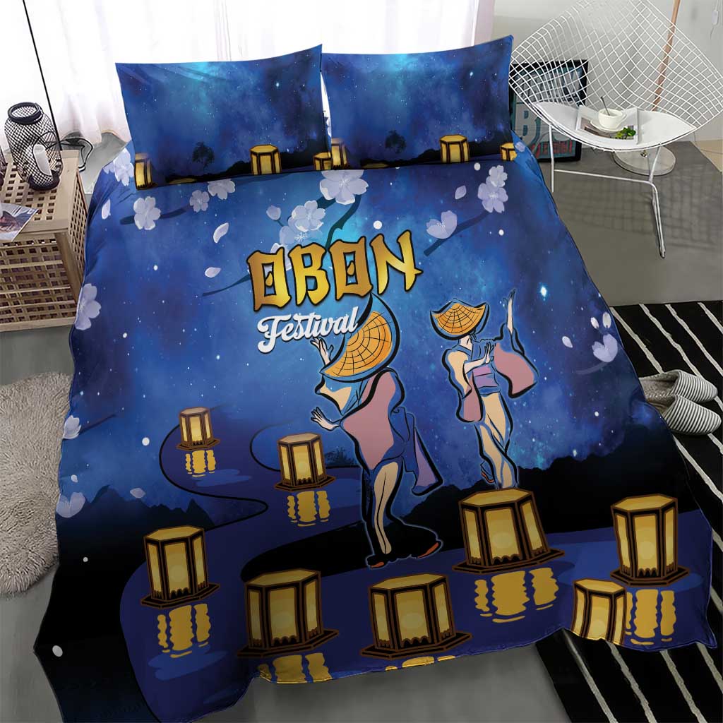 Japan Obon Festival Bedding Set Sakura Lanterns With Bon Dance - Wonder Print Shop