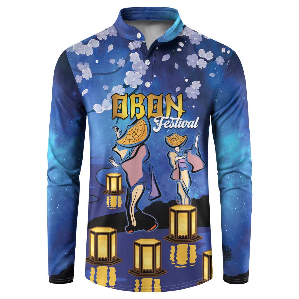 Japan Obon Festival Button Sweatshirt Sakura Lanterns With Bon Dance - Wonder Print Shop