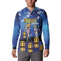 Japan Obon Festival Button Sweatshirt Sakura Lanterns With Bon Dance - Wonder Print Shop