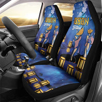 Japan Obon Festival Car Seat Cover Sakura Lanterns With Bon Dance - Wonder Print Shop