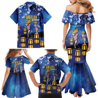Japan Obon Festival Family Matching Mermaid Dress and Hawaiian Shirt Sakura Lanterns With Bon Dance - Wonder Print Shop