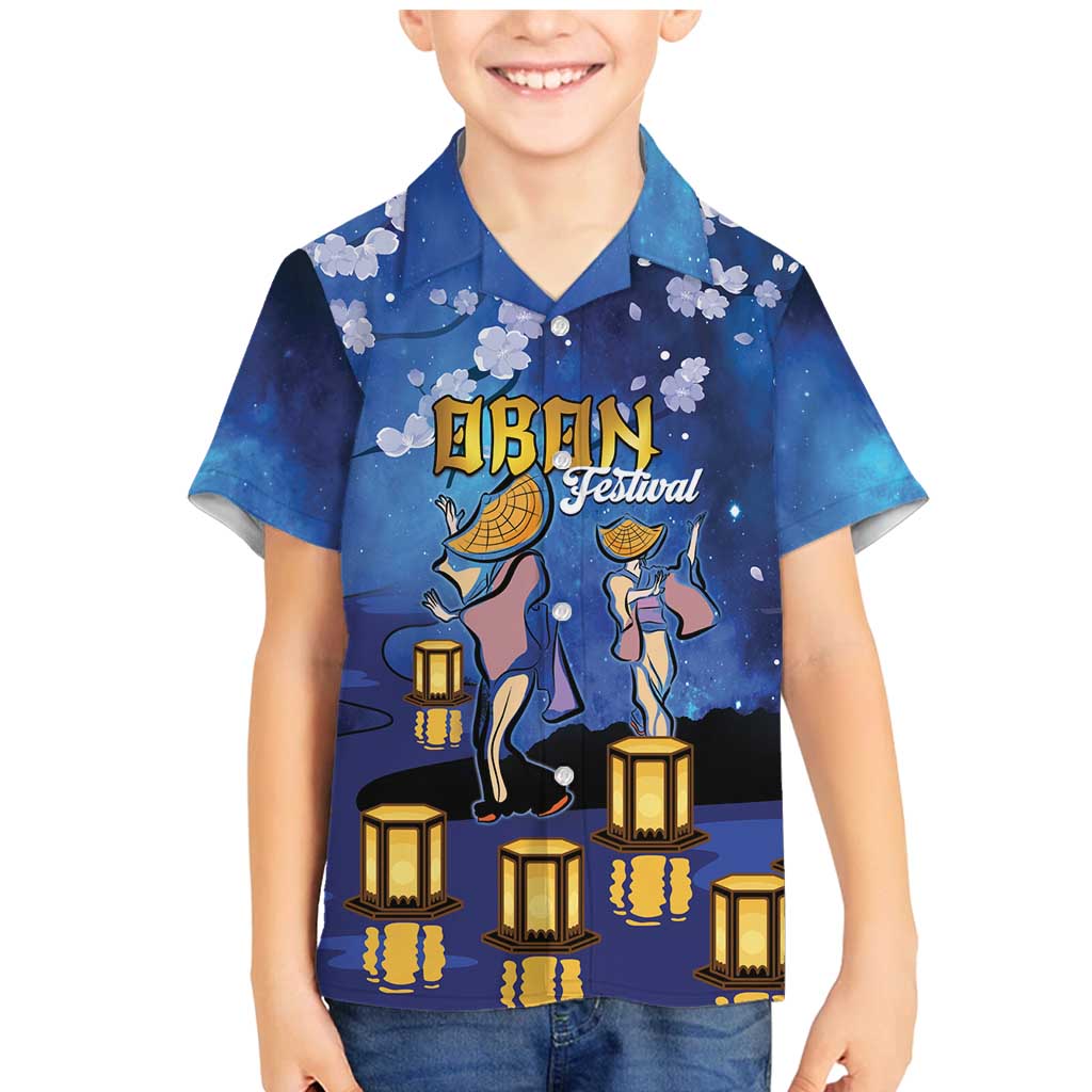 Japan Obon Festival Family Matching Mermaid Dress and Hawaiian Shirt Sakura Lanterns With Bon Dance - Wonder Print Shop