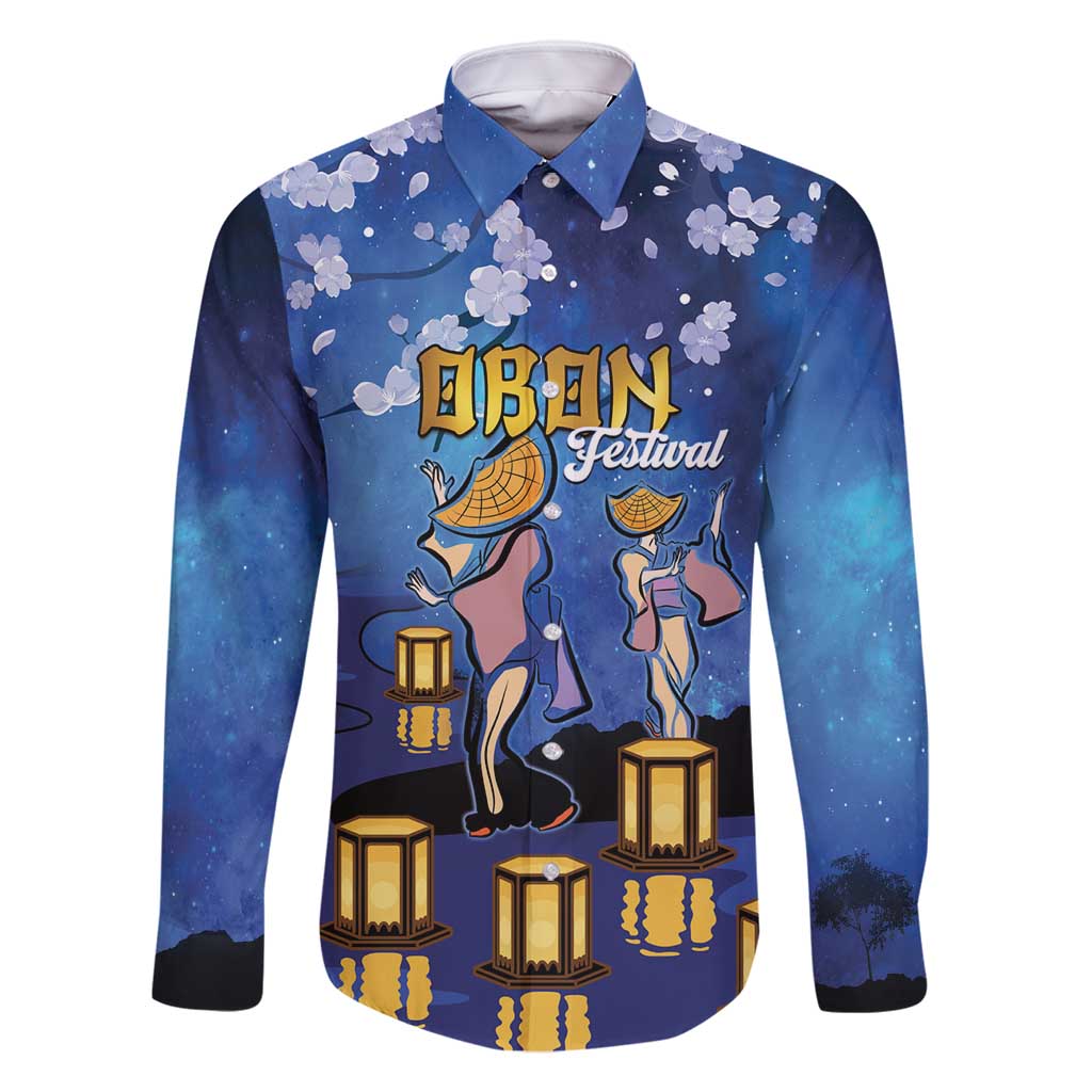 Japan Obon Festival Family Matching Off Shoulder Short Dress and Hawaiian Shirt Sakura Lanterns With Bon Dance - Wonder Print Shop