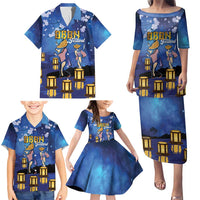 Japan Obon Festival Family Matching Puletasi and Hawaiian Shirt Sakura Lanterns With Bon Dance - Wonder Print Shop