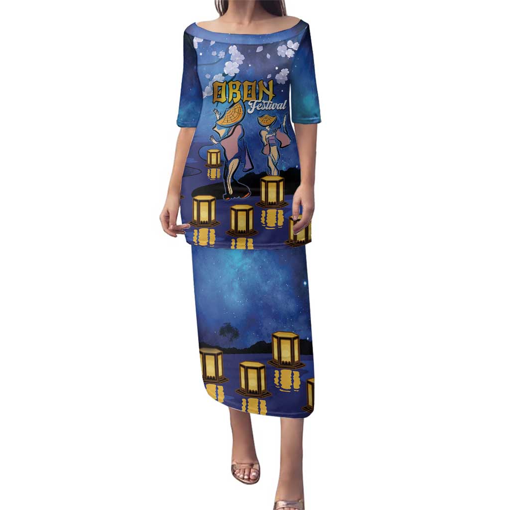 Japan Obon Festival Family Matching Puletasi and Hawaiian Shirt Sakura Lanterns With Bon Dance - Wonder Print Shop