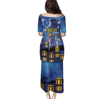 Japan Obon Festival Family Matching Puletasi and Hawaiian Shirt Sakura Lanterns With Bon Dance - Wonder Print Shop