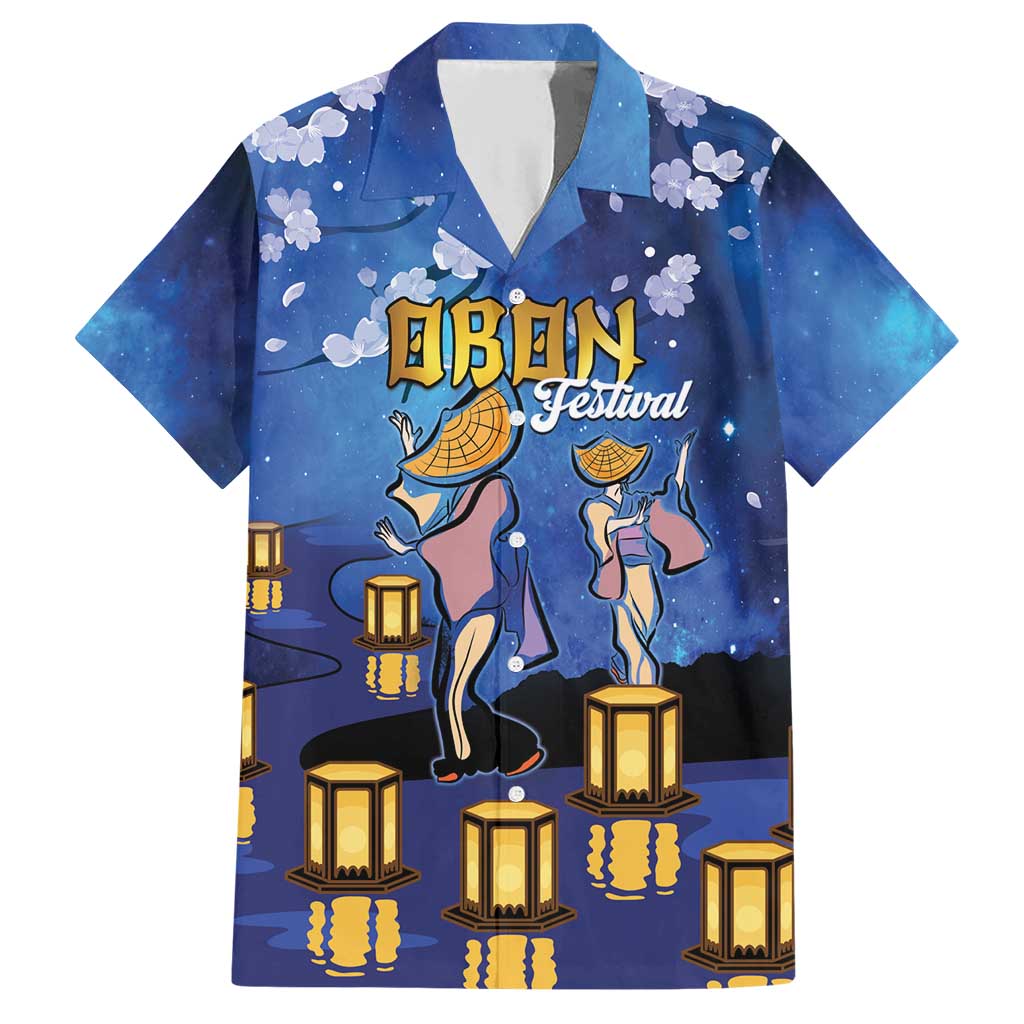 Japan Obon Festival Family Matching Short Sleeve Bodycon Dress and Hawaiian Shirt Sakura Lanterns With Bon Dance - Wonder Print Shop