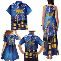 Japan Obon Festival Family Matching Tank Maxi Dress and Hawaiian Shirt Sakura Lanterns With Bon Dance - Wonder Print Shop