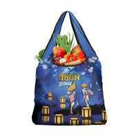 Japan Obon Festival Grocery Bag Sakura Lanterns With Bon Dance - Wonder Print Shop