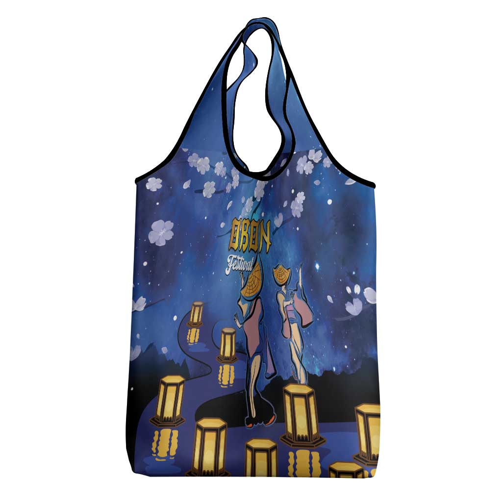 Japan Obon Festival Grocery Bag Sakura Lanterns With Bon Dance - Wonder Print Shop