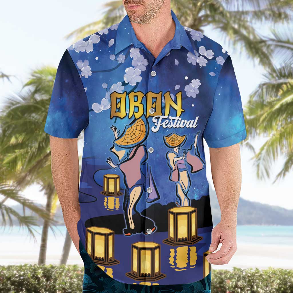 Japan Obon Festival Hawaiian Shirt Sakura Lanterns With Bon Dance - Wonder Print Shop