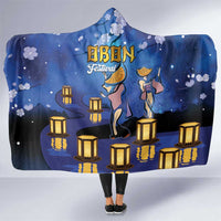 Japan Obon Festival Hooded Blanket Sakura Lanterns With Bon Dance - Wonder Print Shop