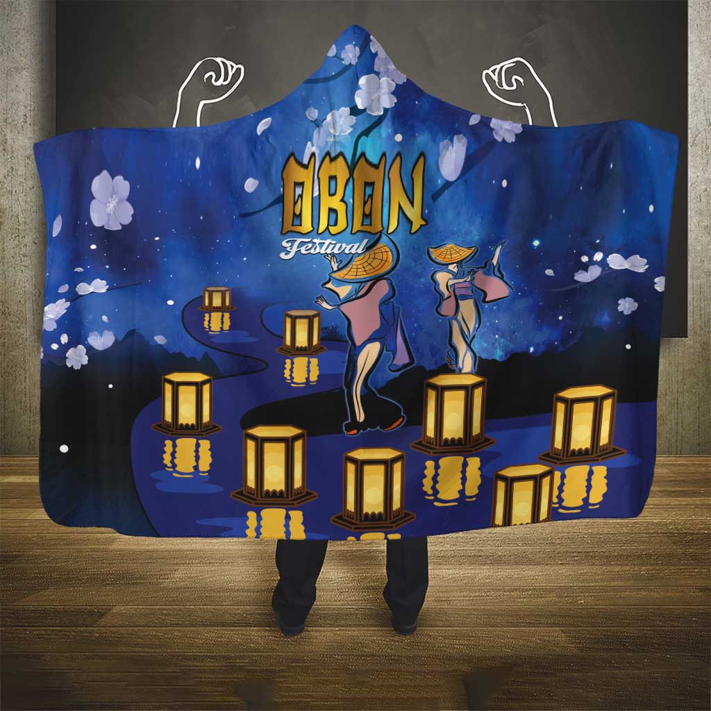 Japan Obon Festival Hooded Blanket Sakura Lanterns With Bon Dance - Wonder Print Shop