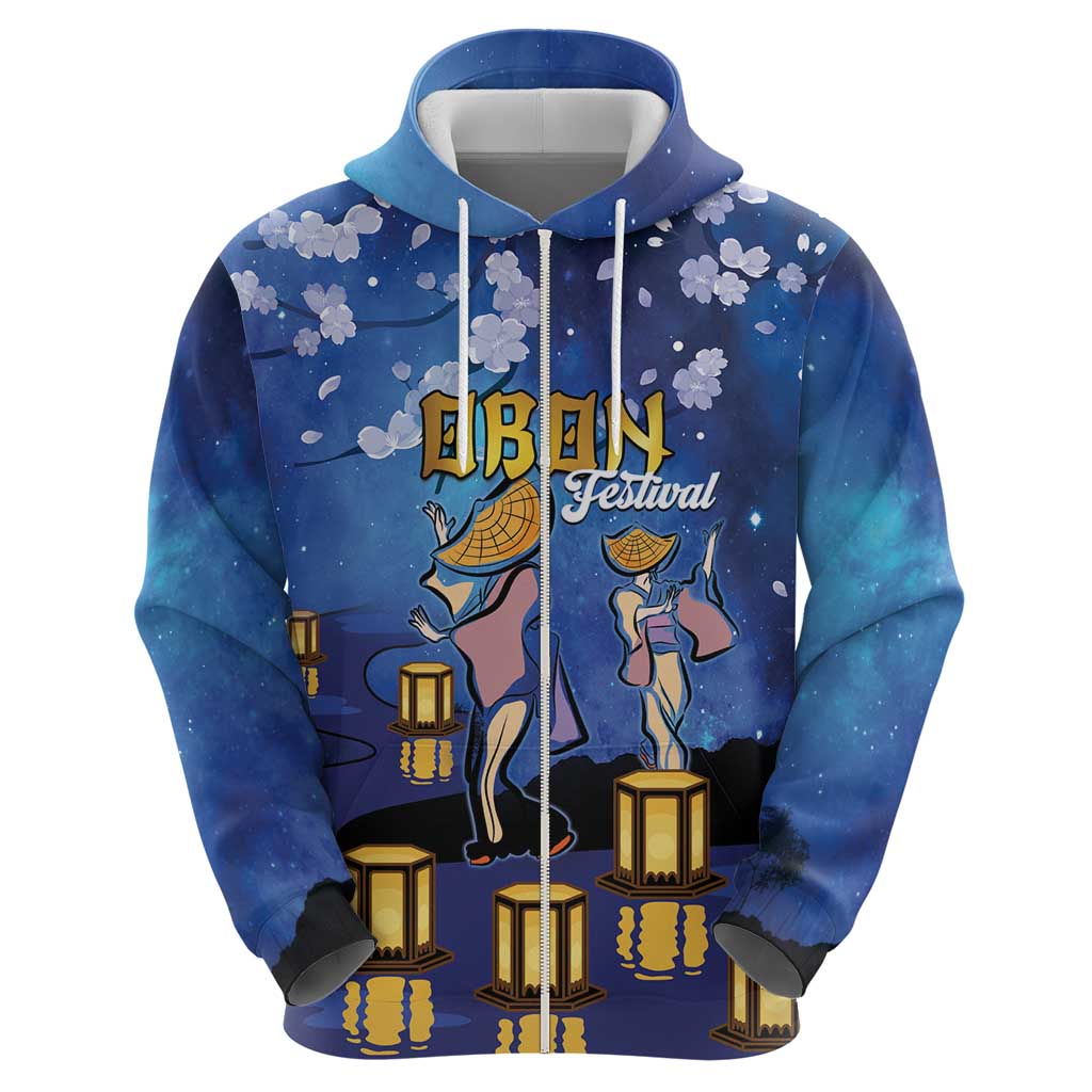 Japan Obon Festival Hoodie Sakura Lanterns With Bon Dance - Wonder Print Shop