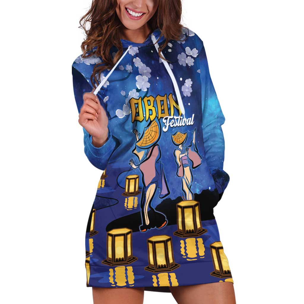 Japan Obon Festival Hoodie Dress Sakura Lanterns With Bon Dance - Wonder Print Shop